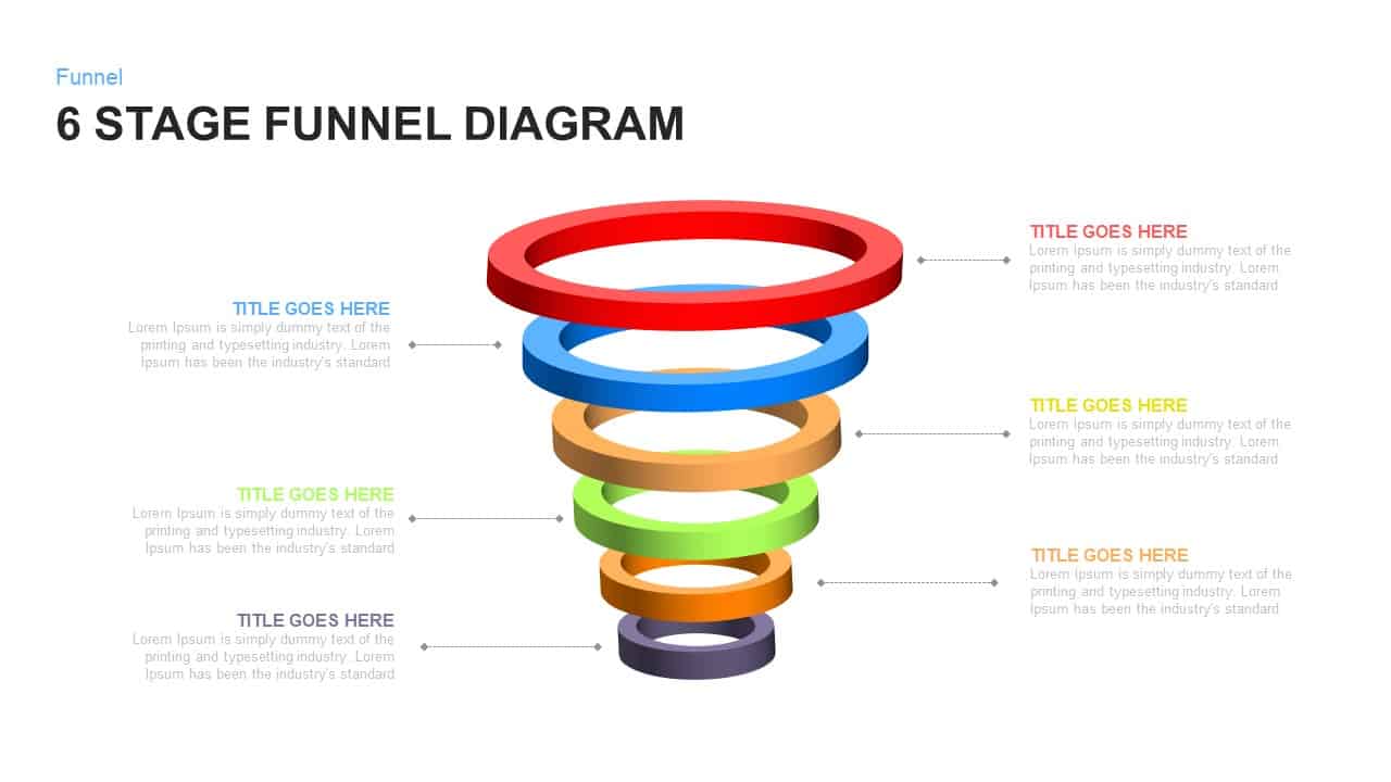 6 stage funnel diagram PowerPoint template and keynote