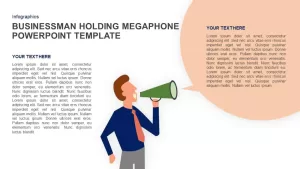 Businessman Holding Megaphone PowerPoint Template and Keynote Slide