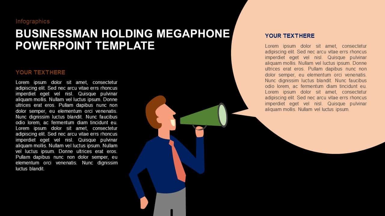 Businessman Holding Megaphone Template for PowerPoint and Keynote