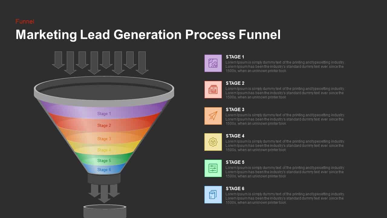 Marketing lead generation process funnel powerpoint and keynote slide