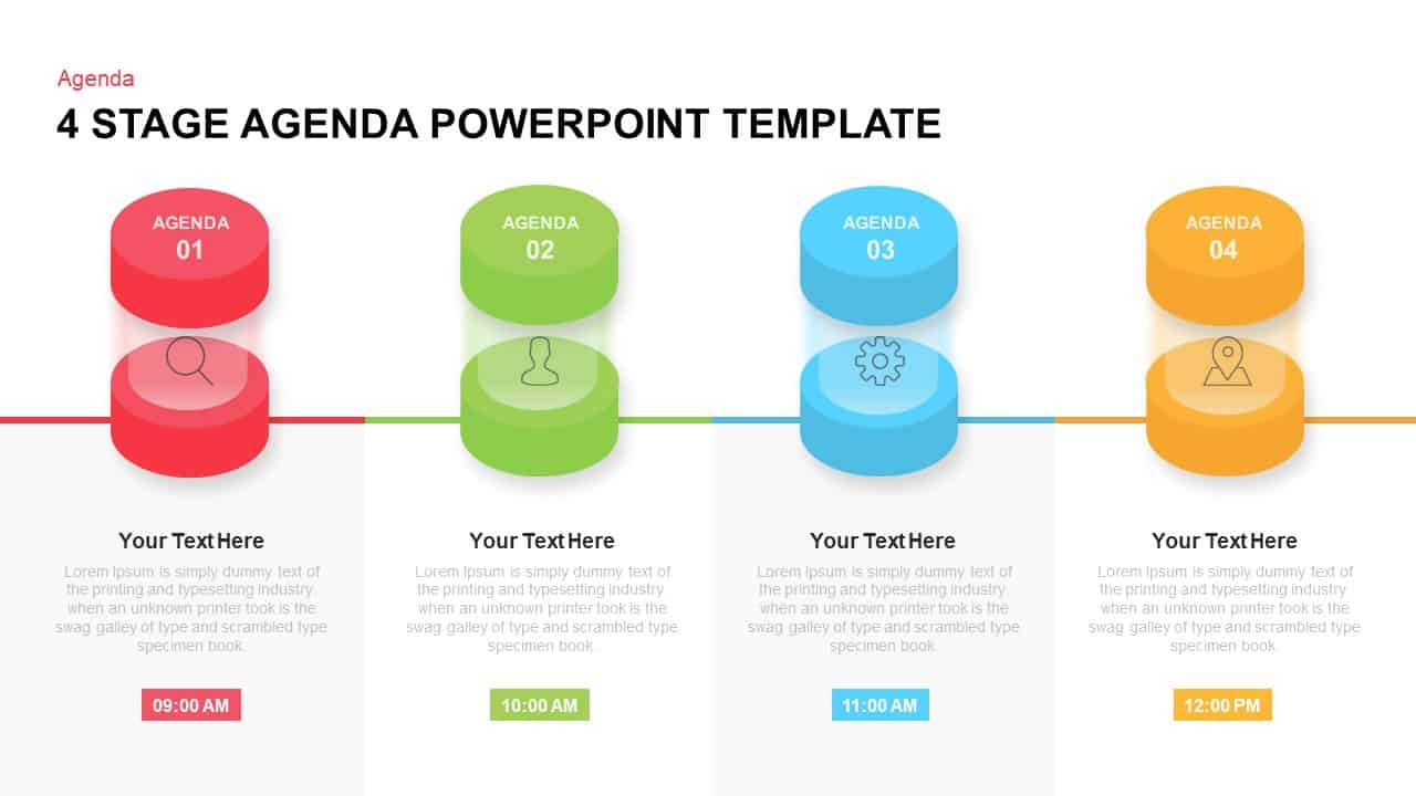 4 Stage Agenda Template for PowerPoint & Keynote