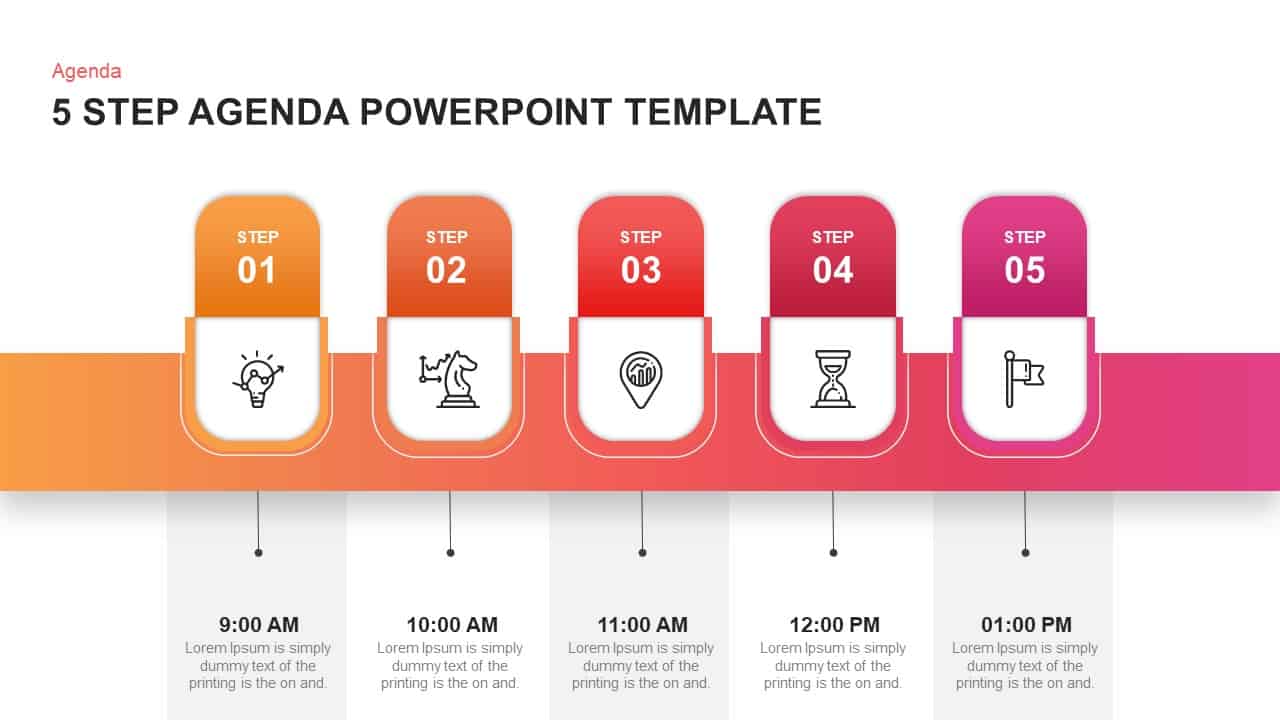 5 step agenda PowerPoint template and keynote