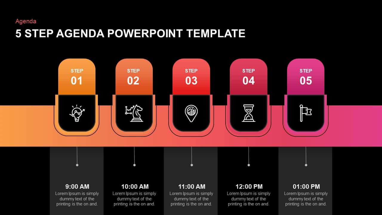 5 step agenda template for PowerPoint and keynote