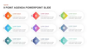 9 Point Agenda PowerPoint Template and Keynote Slide