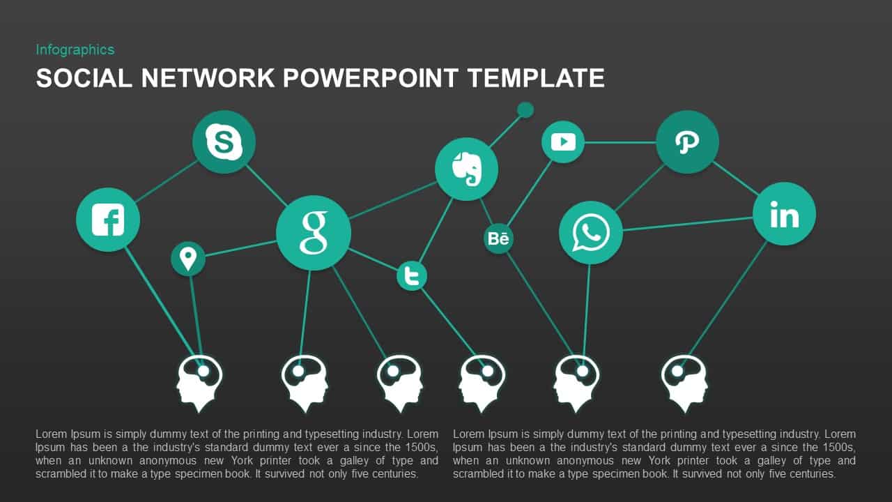 Social network template for PowerPoint and keynote