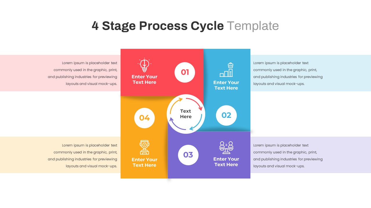 4 Stage Process Cycle PowerPoint slide