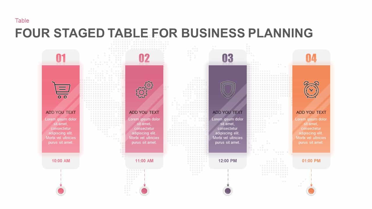 4 Steps Business Plan Table PowerPoint Template