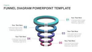 5 Step Ring Diagram Funnel PowerPoint Template & Keynote