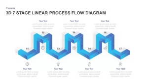linear 3d process flow diagram for PowerPoint