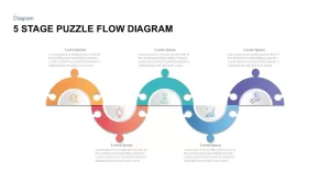 5 Steps Puzzle Flow Diagram for PowerPoint