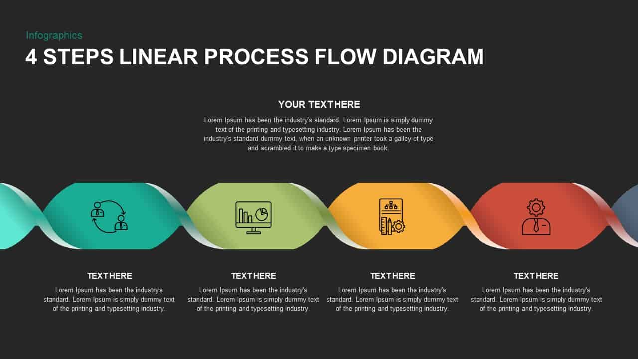 4 Steps Linear Process Flow Diagram PowerPoint Template