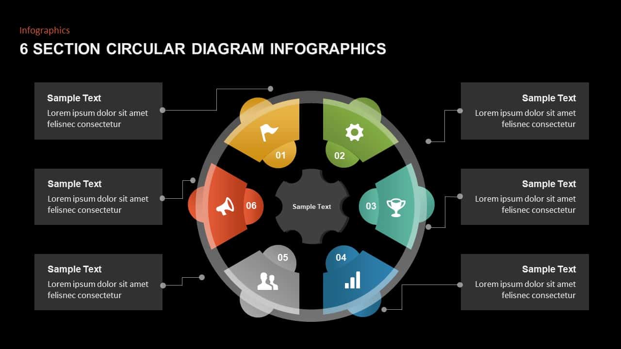 6 Section Circular Diagram Infographic PowerPoint Template