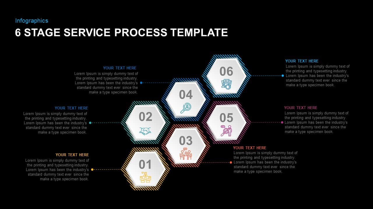 6 Steps Service Process PowerPoint Template for Presentation