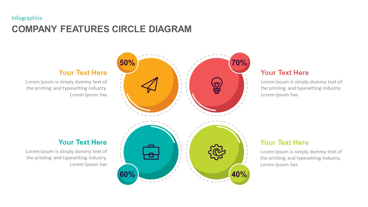 Company features circle PowerPoint template