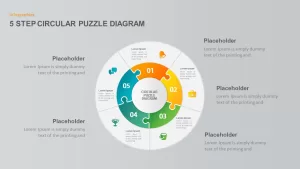 5 Step Circular Puzzle Diagram Template for PowerPoint