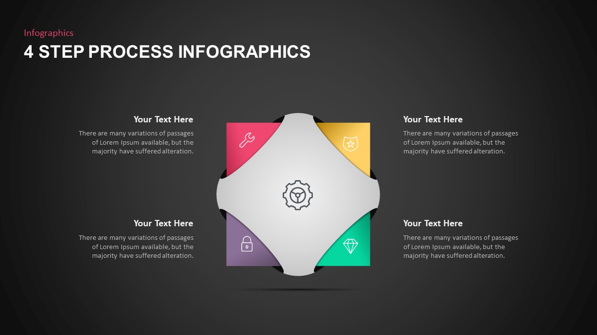 Four Step Process Infographic Template for PowerPoint