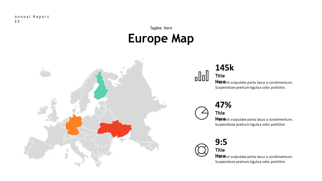 annual report Europe map PowerPoint template