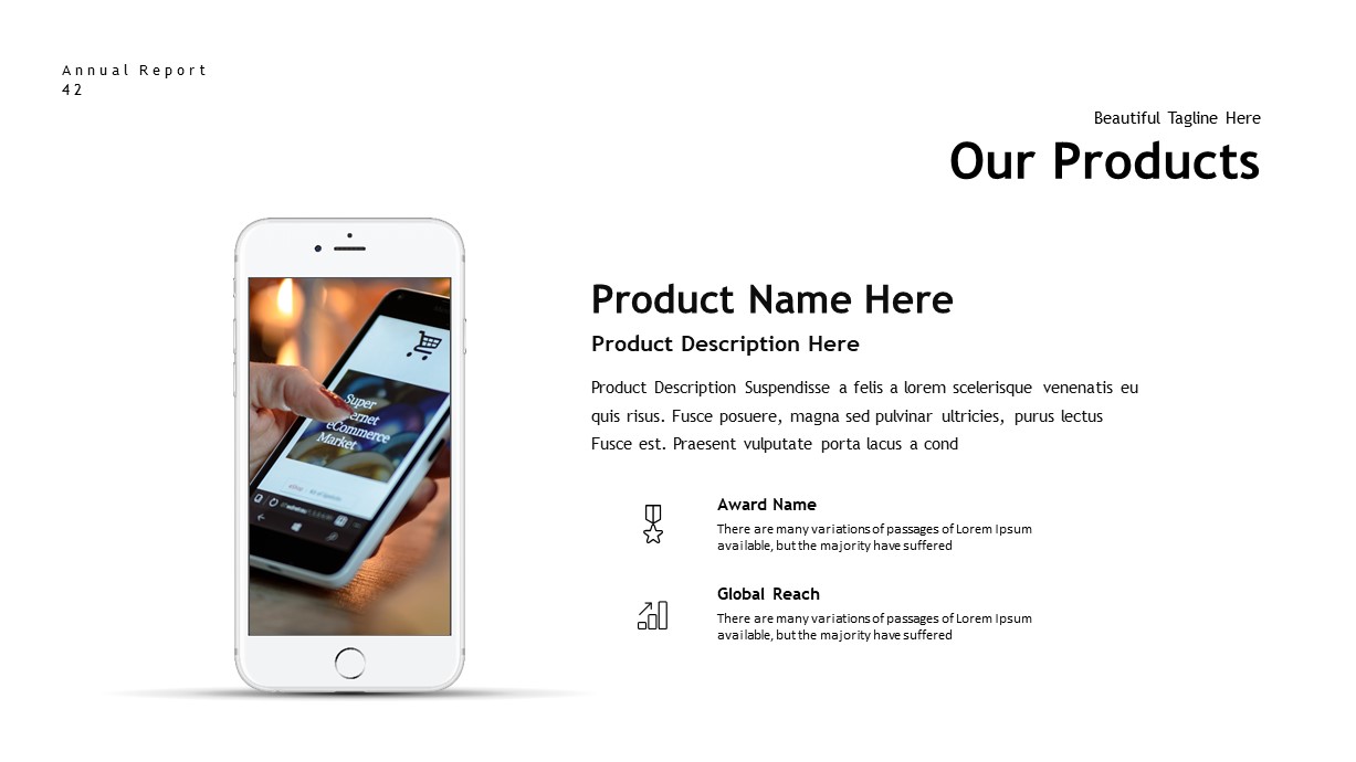 annual report products PowerPoint template