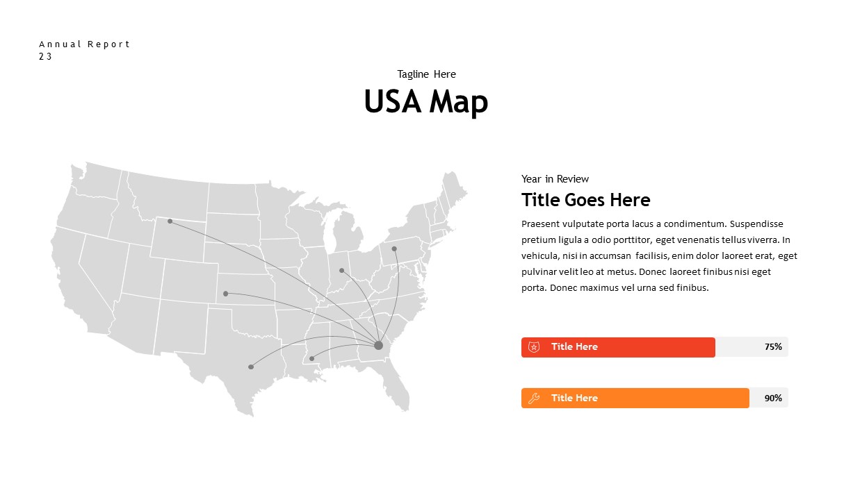annual report usa map PowerPoint template