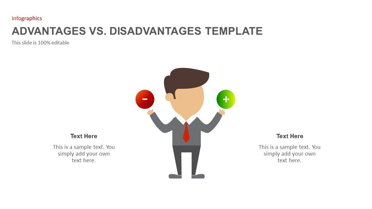 Advantages Disadvantages comparison PowerPoint template