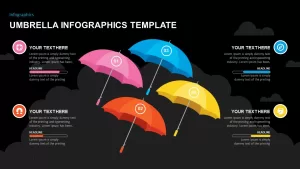 four umbrella infographic powerpoint template