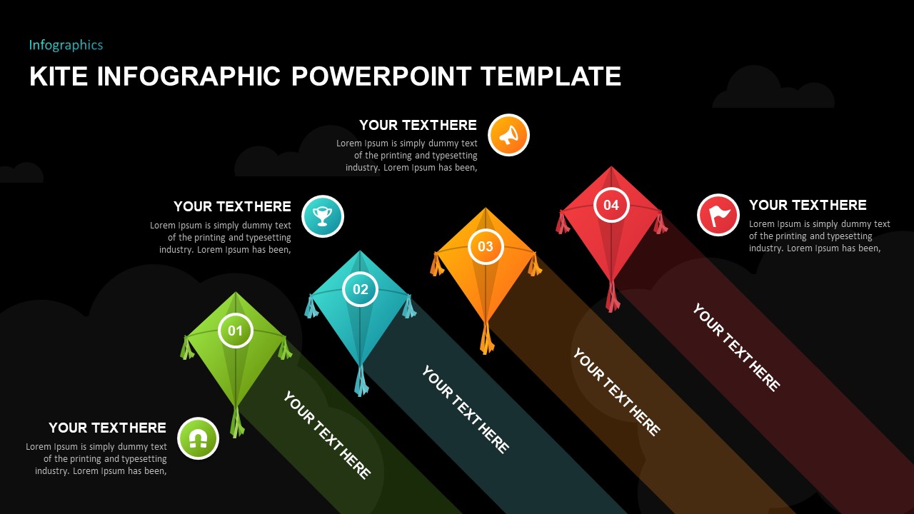 dark background kite flying powerpoint template