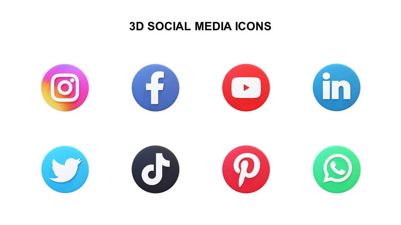 3D social media icons