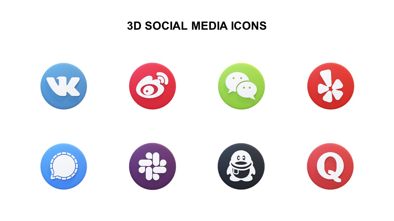 3d social media icon template