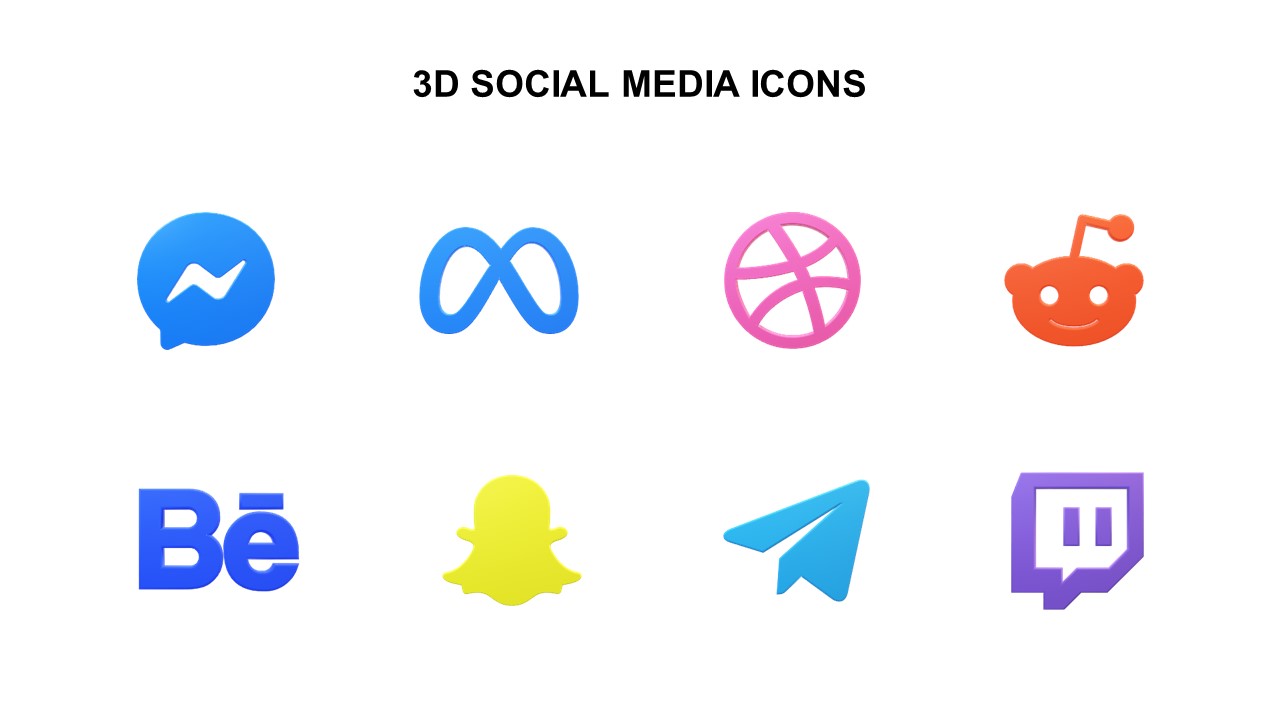 3d social media icons ppt