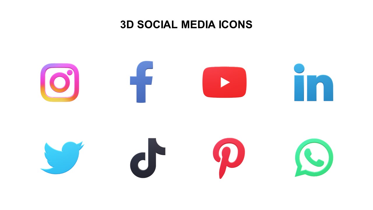 3 D Social Media Icons PowerPoint Template