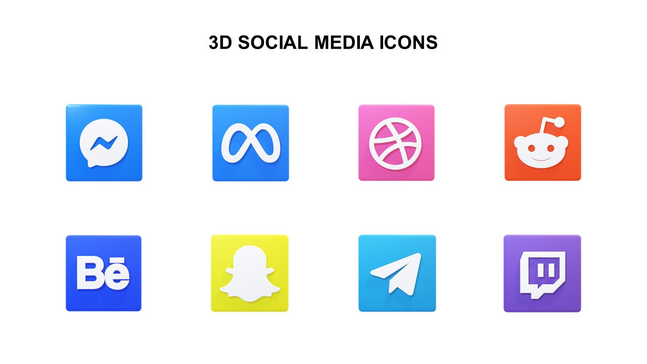 powerpoint 3d social media icons