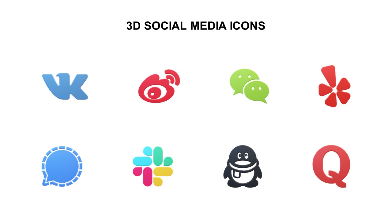 social media icons 3d ppt