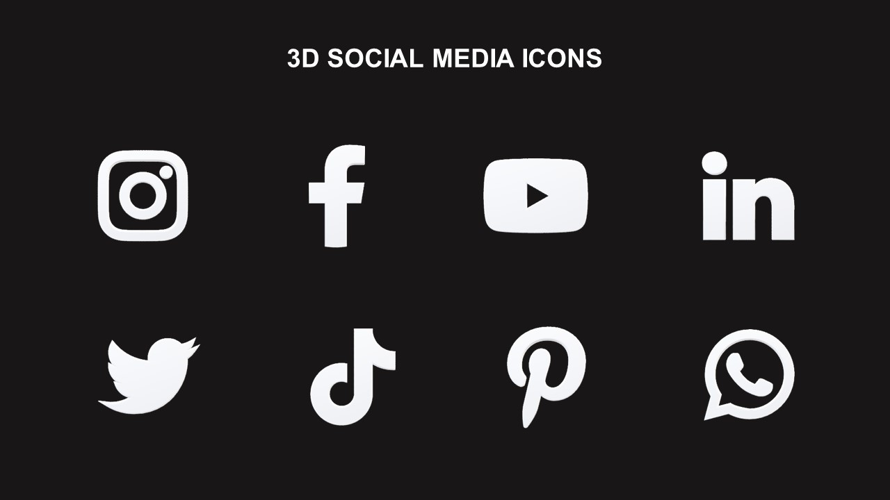 social media icons 3d presentation template