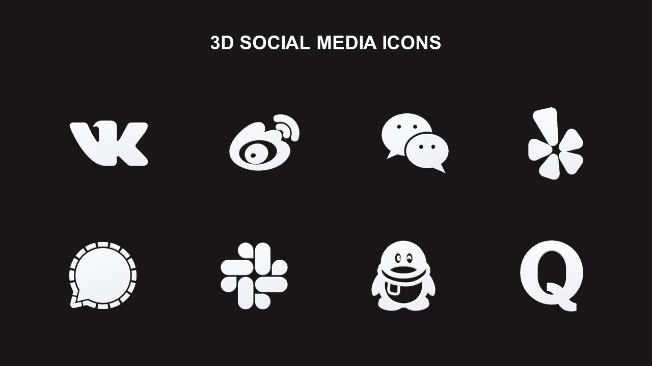 social media icons 3d slide