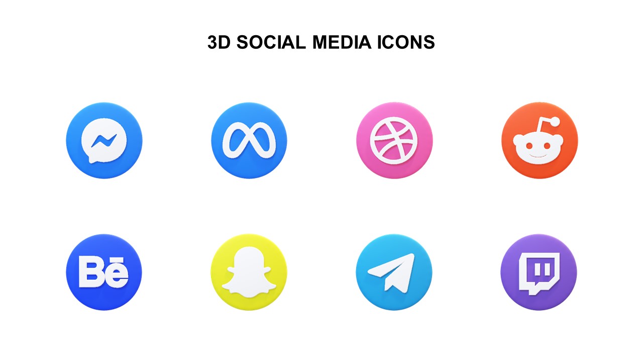 social media icons 3d template