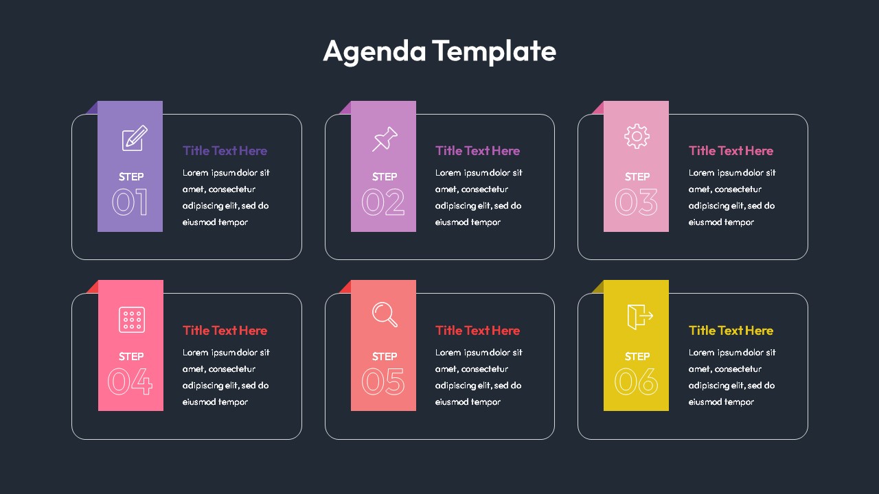6 Stage Agenda Template Dark