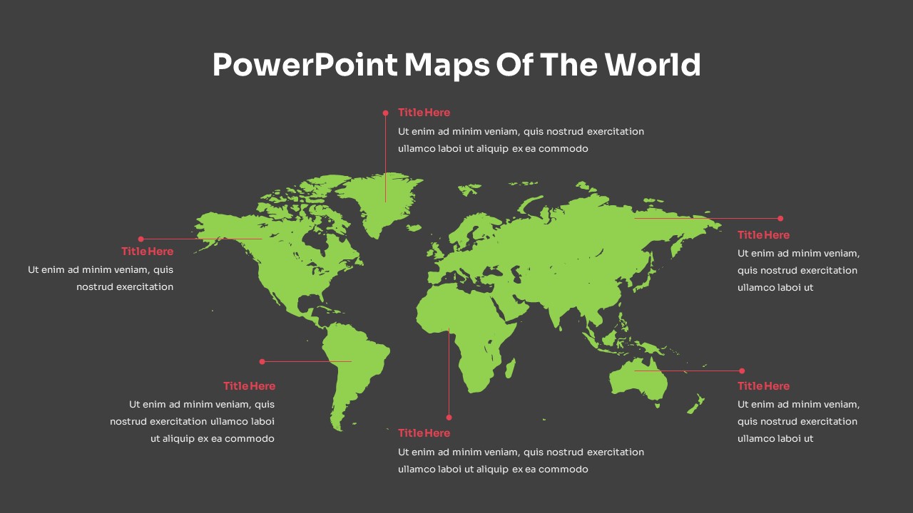 Map Of World PowerPoint Template Dark