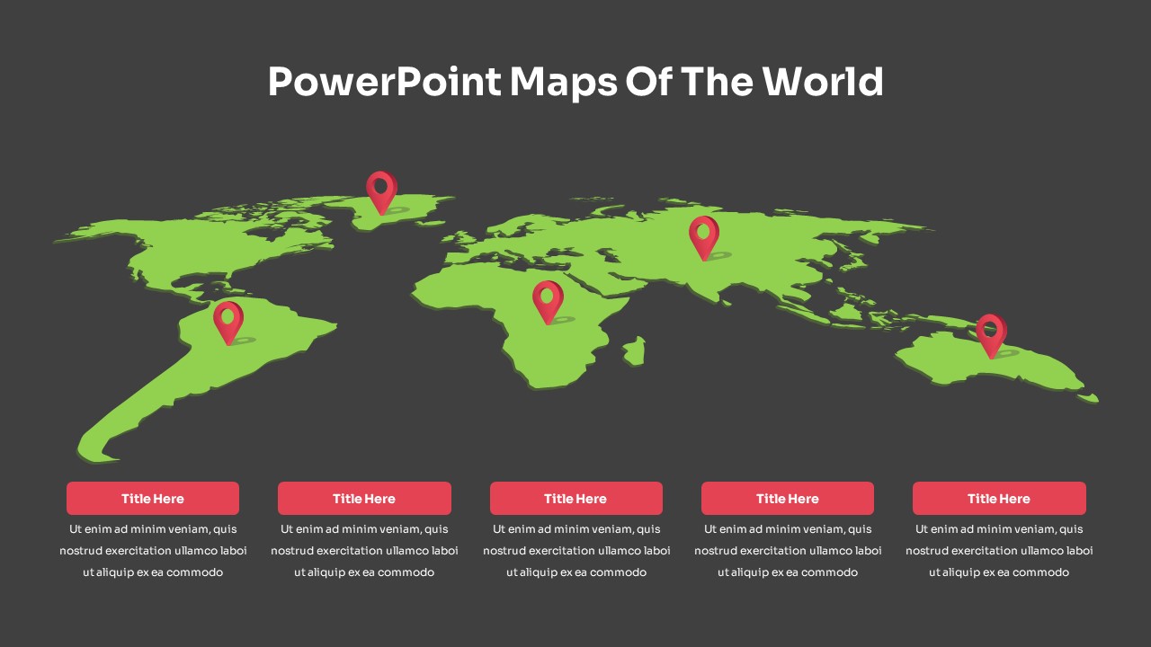 Map of the World PowerPoint Presentation Dark