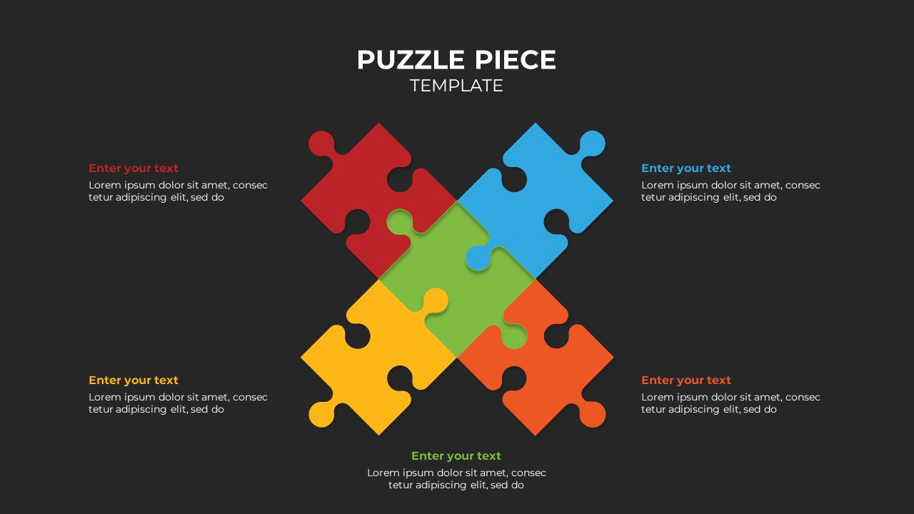 Puzzle Piece PowerPoint Template Dark