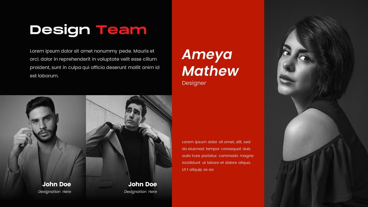 red powerpoint template designers team