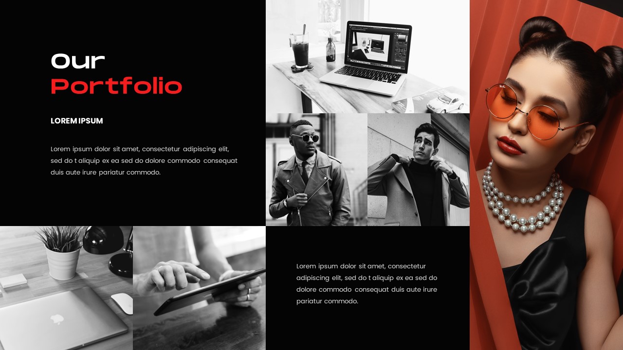 red powerpoint template our portfolio