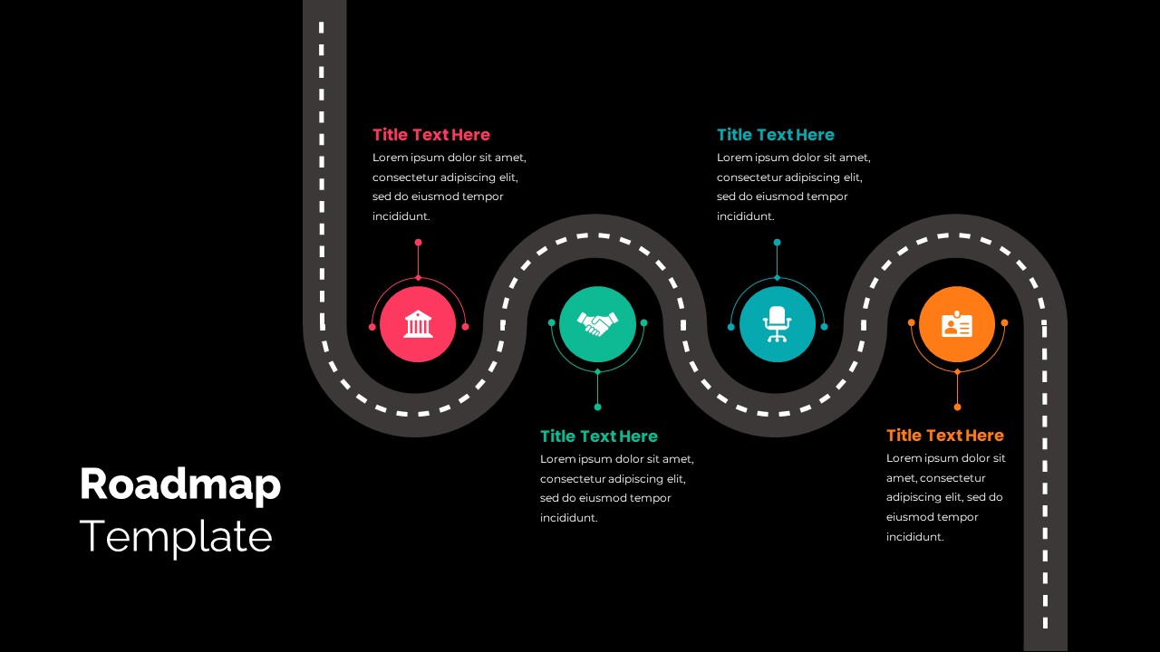 4 Stage Roadmap Infographics Template Dark