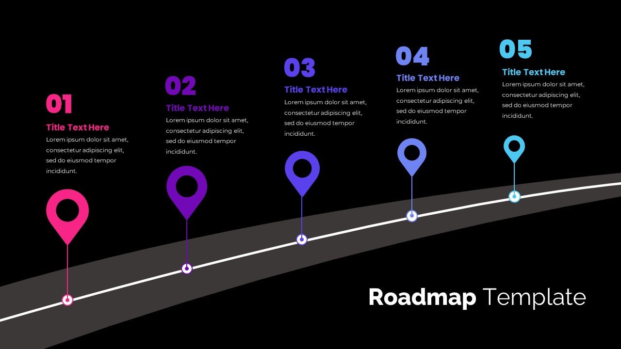 5 Stage Roadmap Template Dark