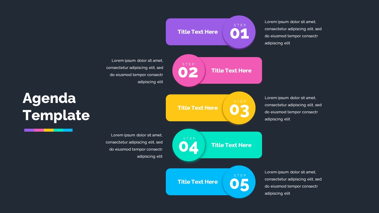 5 Step Agenda Template Dark