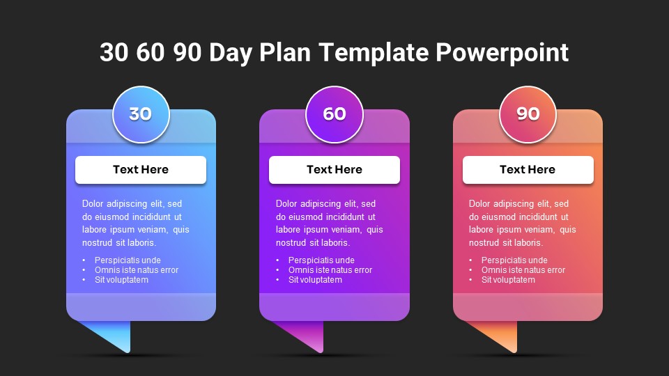 Free 30 60 90 Day Plan Template PowerPoint Dark