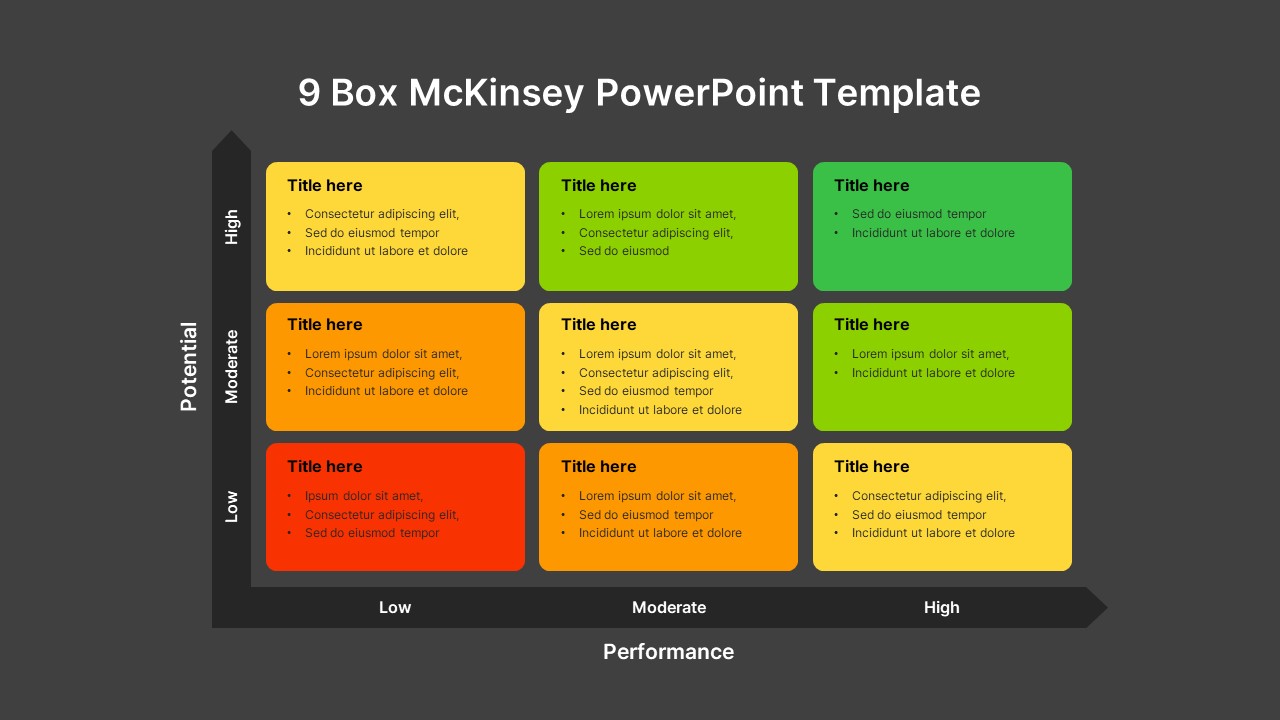 9 Box McKinsey Template Dark