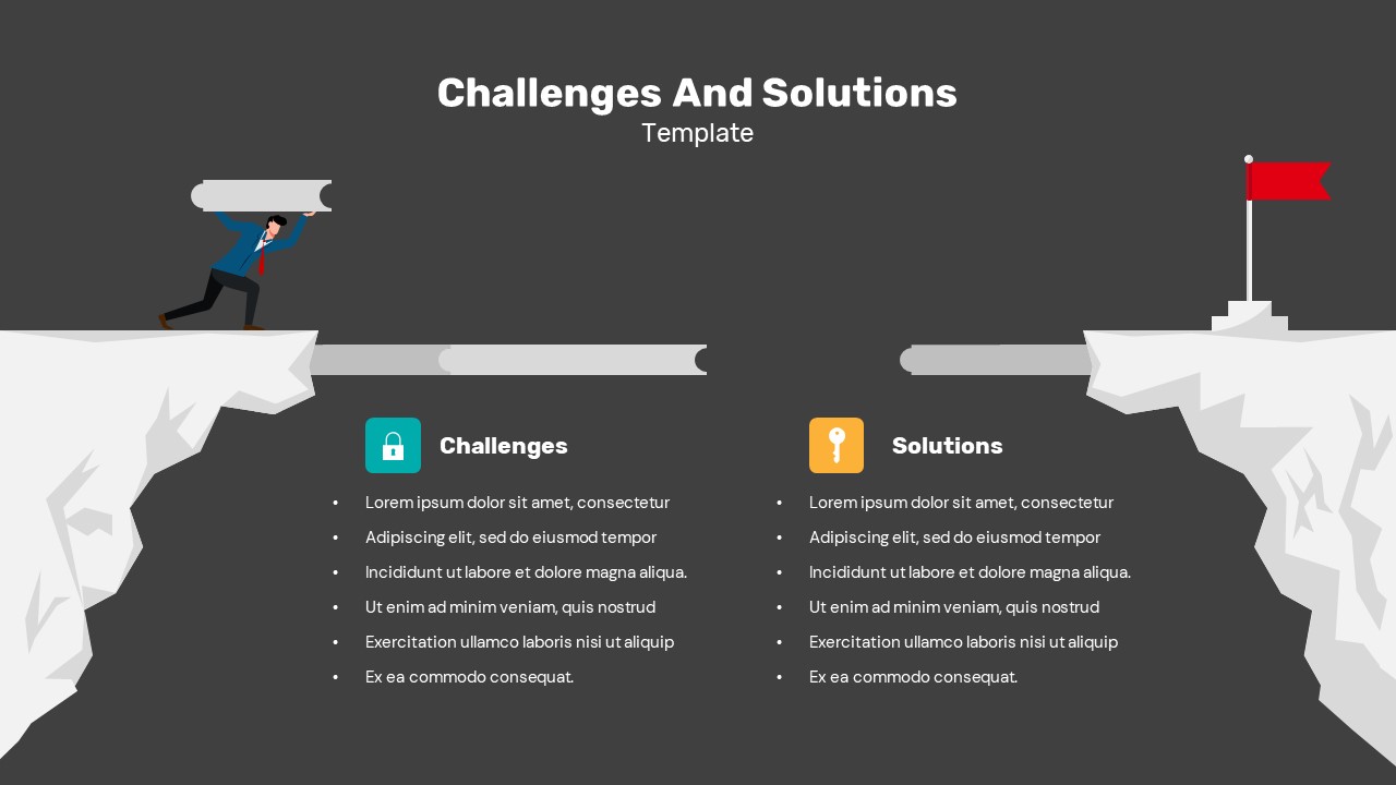Challenges And Solutions Presentation Template Dark
