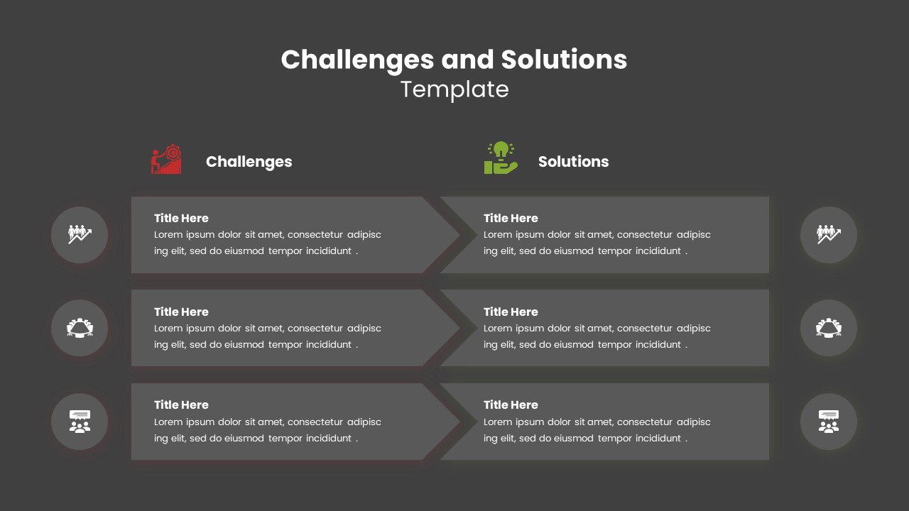 Challenges and Solutions Template for PowerPoint Dark