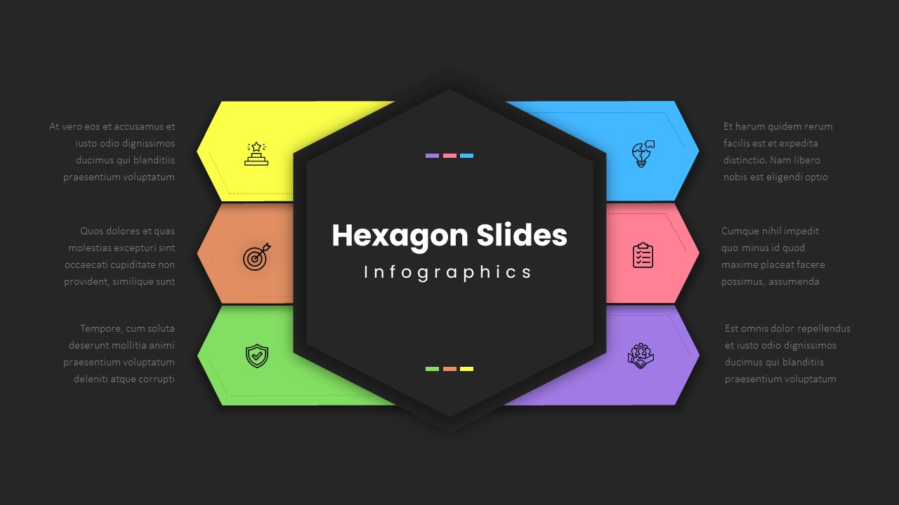 Hexagon Slide Infographics Dark