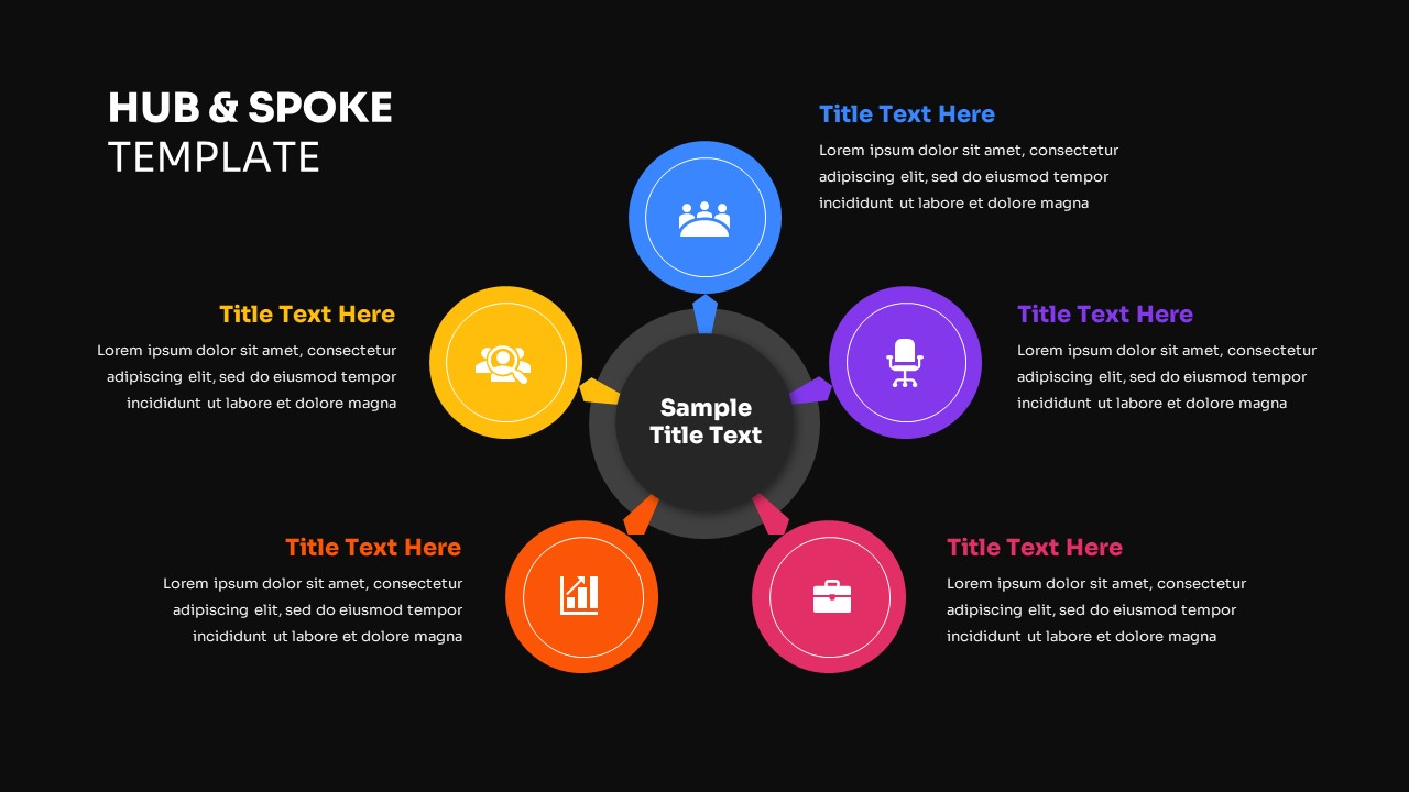 Hub And Spoke PowerPoint Template Dark